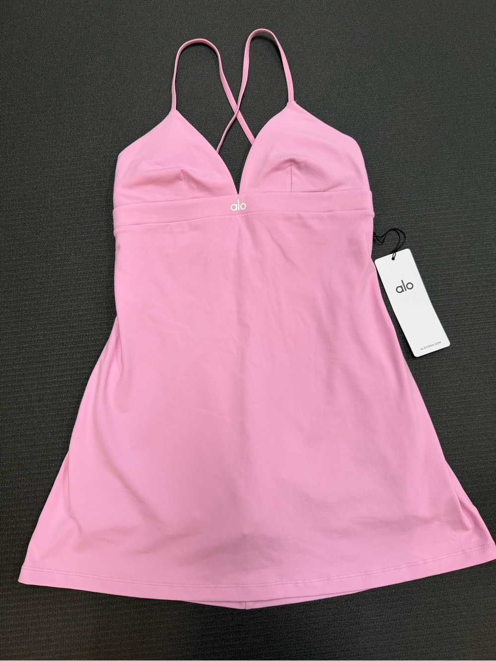 ALO Yoga Airbrush Splendor Dress Candy Heart Pink Size M NWT Sold Out Mini